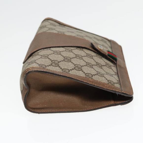 GUCCI GG Supreme Web Sherry Line Clutch Bag PVC Beige Red 89 01 032 Auth 88286 - Picture 4 of 16